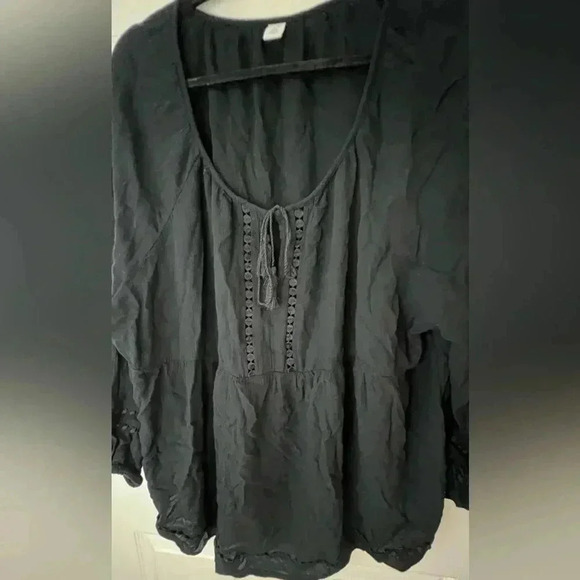 EUC Old Navy Boho Tassel-Tie Swing Top, Size 2X (20/22), Deep Black - Picture 5 of 11